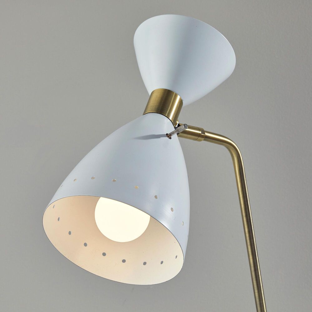 Adesso Oscar Floor Lamp in White and Antique Brass, , large