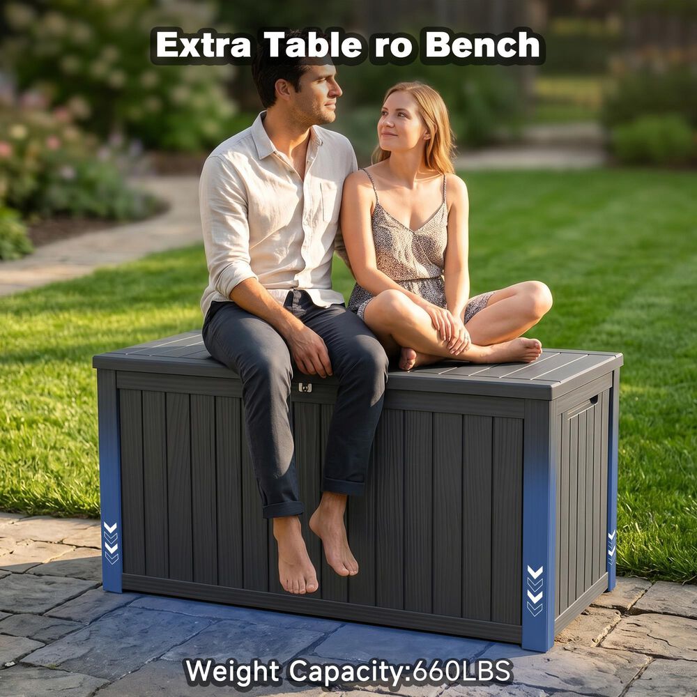Hearth and Haven 180-Gallon Outdoor Plastic Deck Box in Black, , large