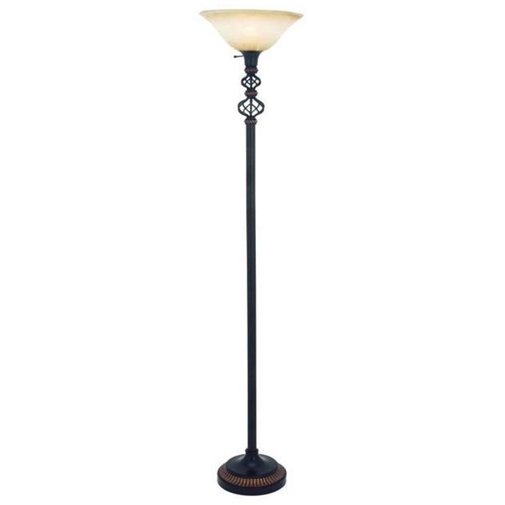 Maple and Jade Twisted Flourishes and Rings Floor Lamp in Matte Black, , large