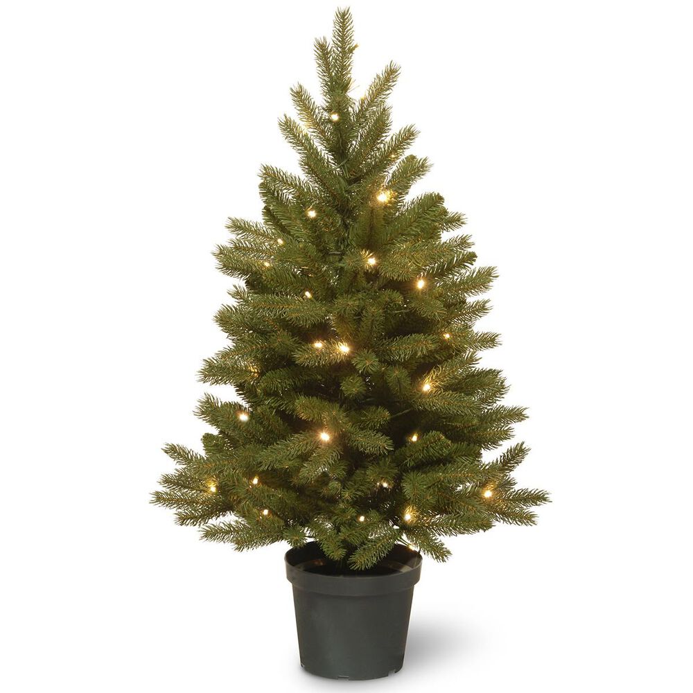 National Tree 4" Feel Real Jersey Fraser Fir Entrance Tree with 35 Warm White Lights, , large