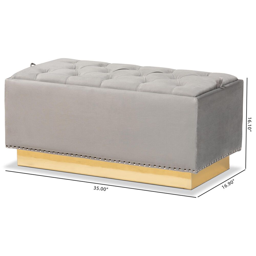 Baxton Studio Powell Storage Ottoman in Grey and Gold, , large