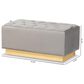 Baxton Studio Powell Storage Ottoman in Grey and Gold, , large