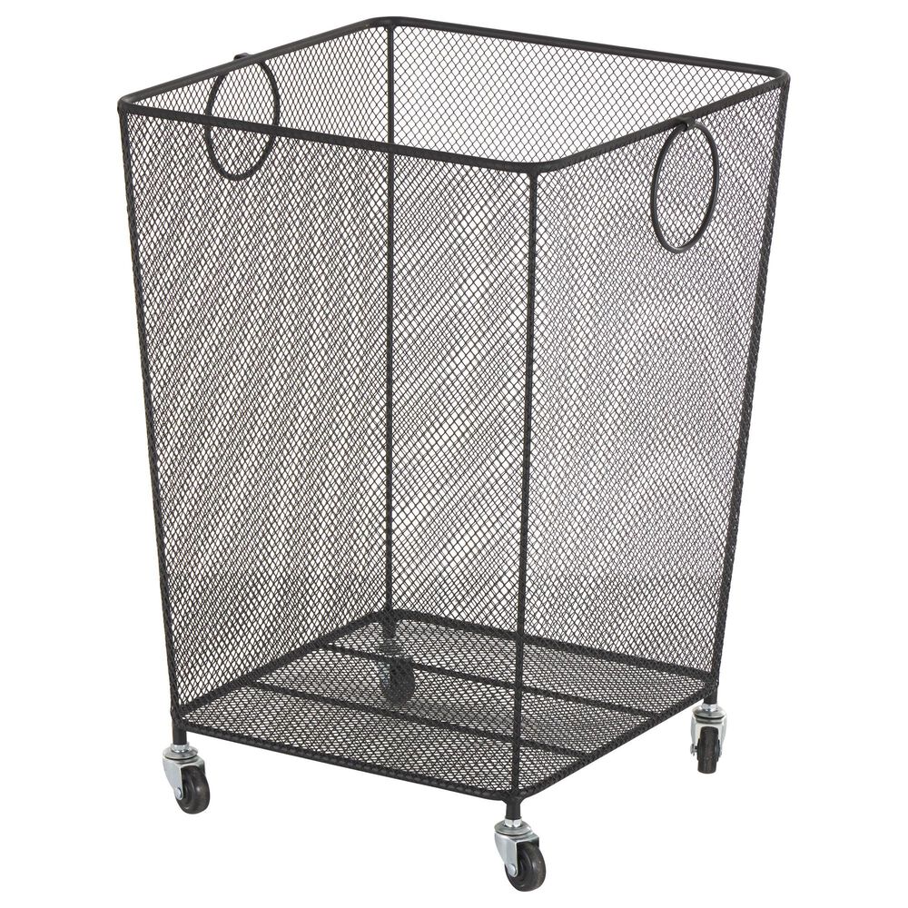 Maple and Jade Laundry Storage Cart with Ring Handles in Matte Black, , large