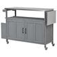 Hearth and Haven Outdoor Kitchen Island Cart with Adjustable Shelves and Stainless Steel Top in Gray, , large
