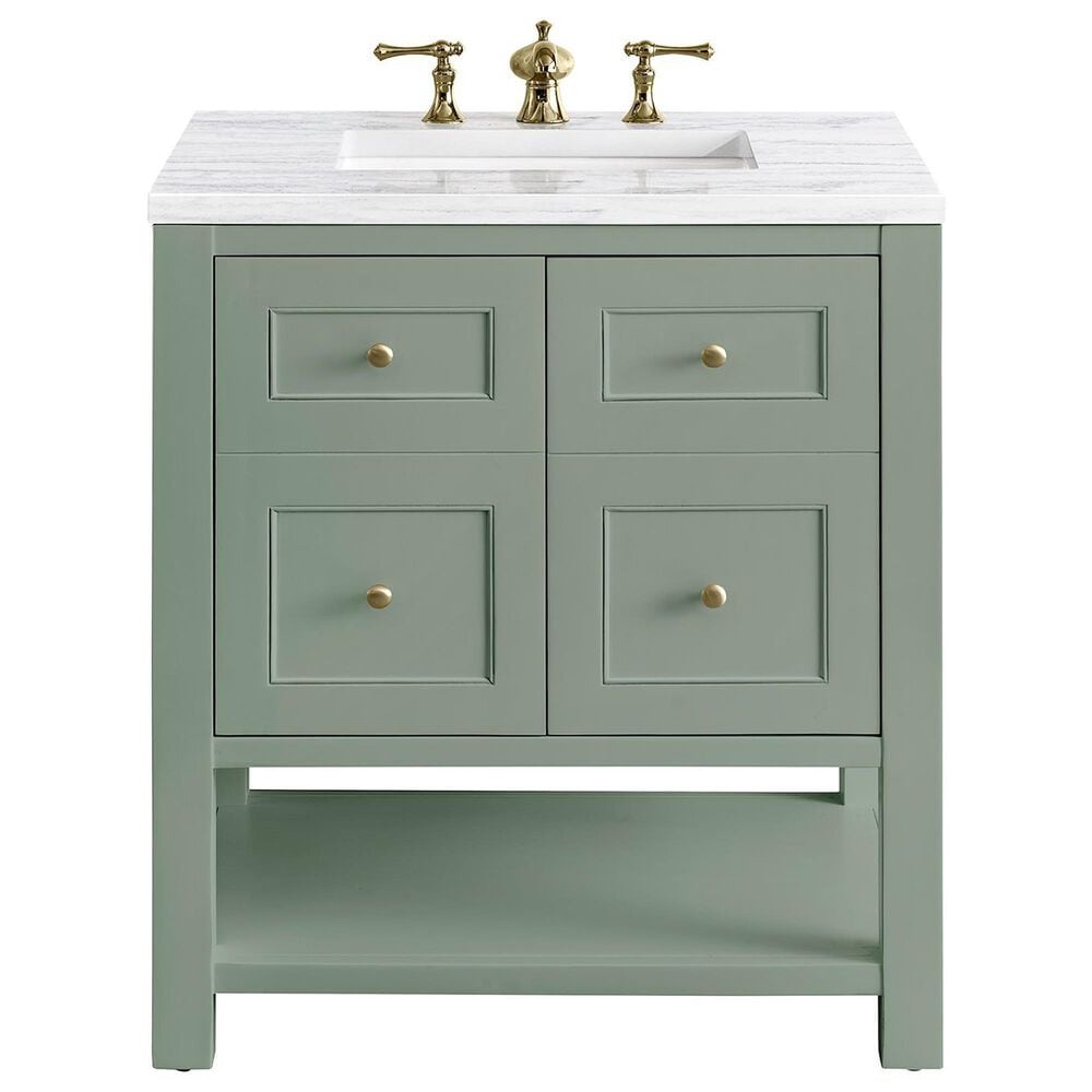 James Martin Vanities Breckenridge 30" Single Vanity, Whitewashed Oak w/3 CM Arctic Fall Solid Surface Top, , large