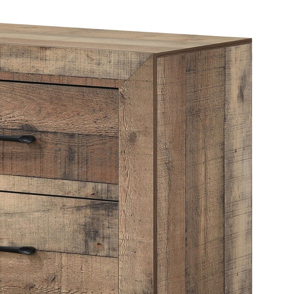 Crown Mark Elmer Queen Bed with Two Nightstands in Rustic Brown, , large