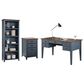 Wycliff Bay Fairmont 3-Piece Half Pedestal Desk with Bookcase and File Cabinet Set in Dusty Blue and Natural, , large