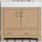 37B Alanya 36" Single Bathroom Vanity in Warm Oak with White Composite Stone Top, , large