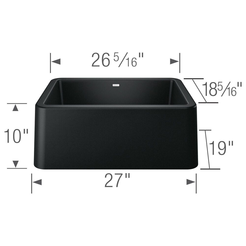 Blanco Ikon 27&quot; Apron Single Bowl Farmhouse Sink in Coal Black, , large