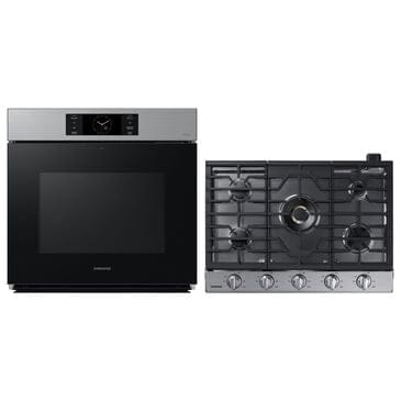 Samsung Bespoke 30" Single Electric Wall Oven with Convection in Stainless Steel & 30" Gas Cooktop in Stainless Steel, , large