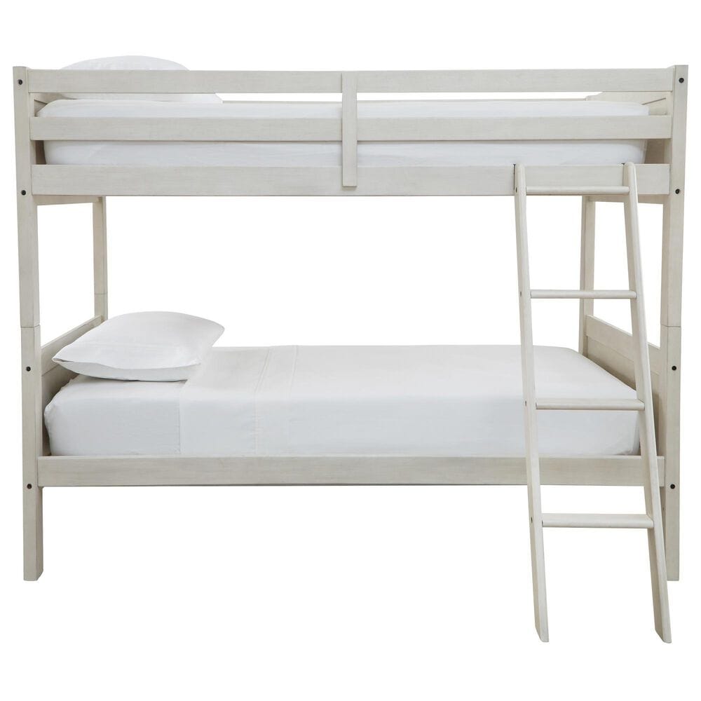 Ashley Robbinsdale Twin over Twin Bunk Bed with Ladder in Antique White, , large