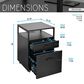Rta Products Llc Modern Rolling File Cabinet with USB Charging Ports and Power Outlet in Black, , large
