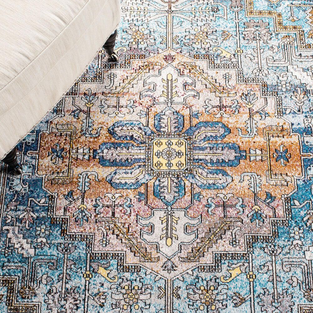 Safavieh Aria 6&#39;6&quot; Round Turquoise and Light Orange Area Rug, , large