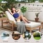 HOMLUX Adjustable Outdoor Chaise Lounge with Armrests and Light Teak Frame in Beige (Set of 2), , large