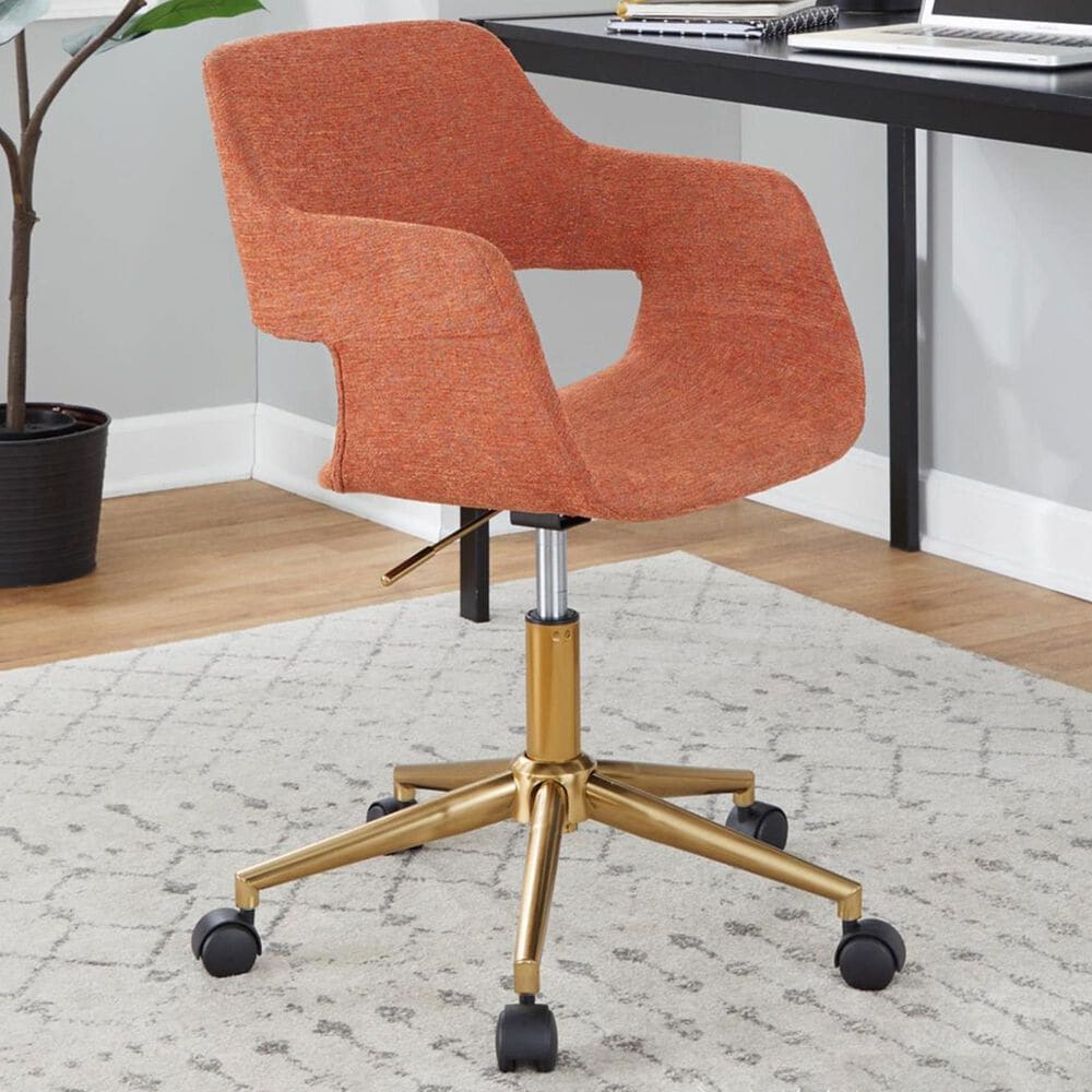 Lumisource Margarite Task Chair with Orange Fabric Cushion in Black, , large