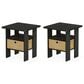 HOMLUX 2-Piece 1-Shelf End Table with Bin Drawer in Espresso, , large