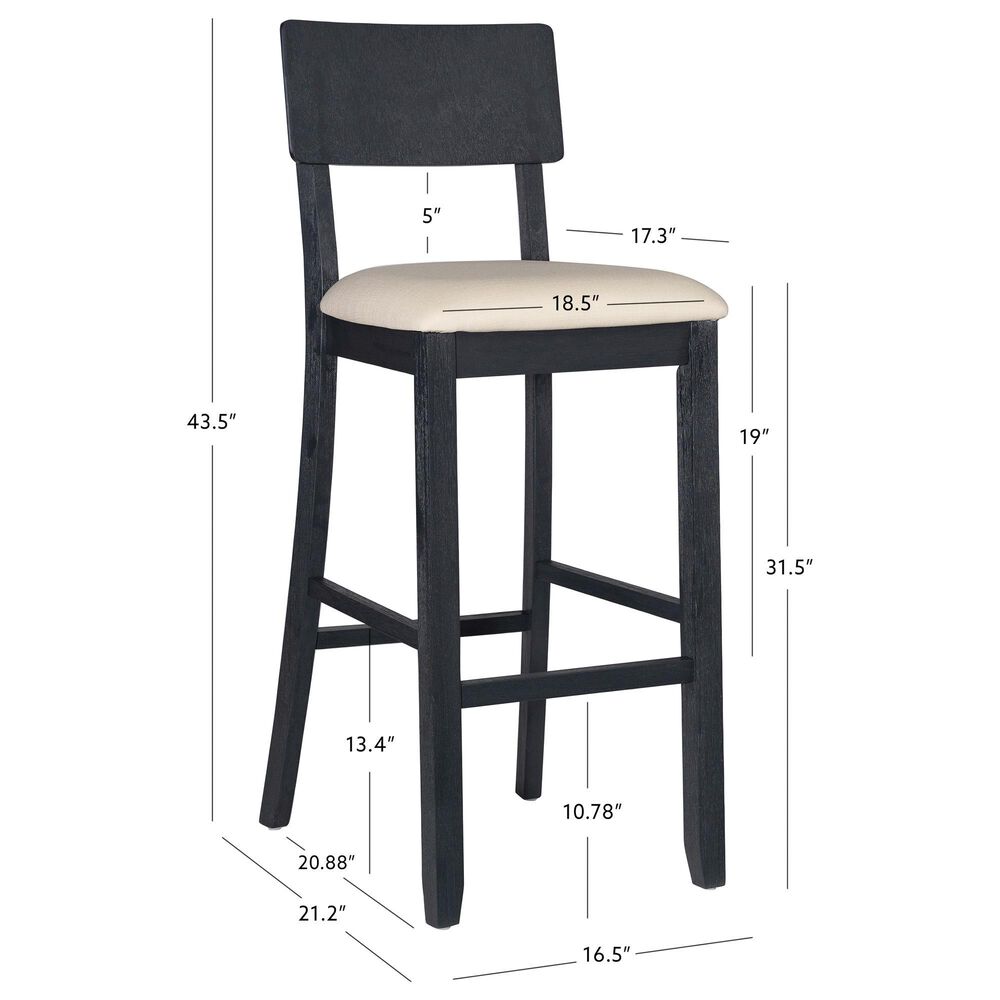 Linon Home Decor Jorissen Bar Stool in Dark Charcoal, , large