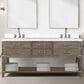 Lexora Home Norwalk 72" Double Bathroom Vanity in Grey Oak with White Carrara Marble Top and Rectangle Sink, , large