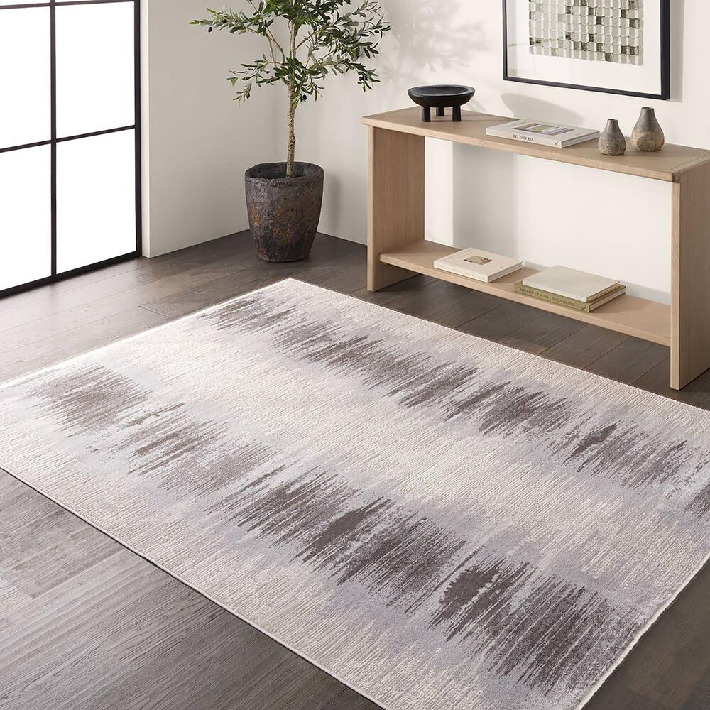 Jaipur En Blanc Cassius 7&#39;10&quot; x 10&#39;10&quot; Feather Gray, Blanc De Blanc, Rainy Day, Walnut and Sharkskin Area Rug, , large