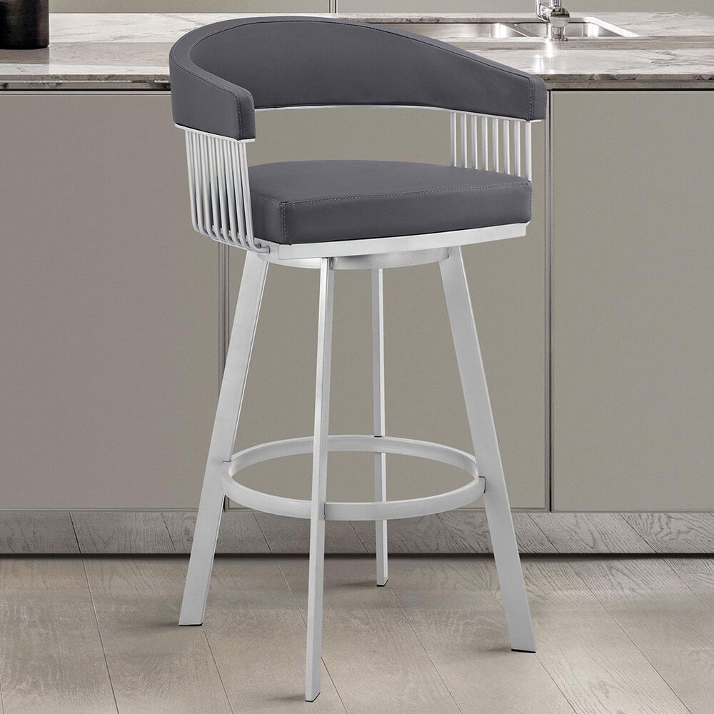 Blue River Chelsea 25&quot; Counter Stool with Slate Gray Cushion in Silver, , large