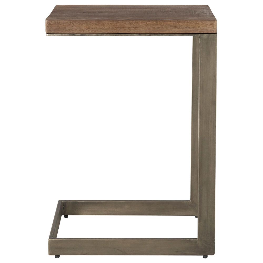 Mercana Faye C Side Table in Medium Brown and Antique Nickel, , large