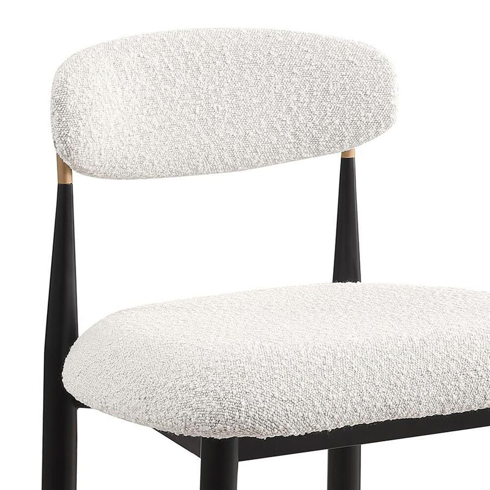 Morden Fort 26" Armless Counter Stool with White Boucle Fabric in Black and Gold (Set of 2), , large