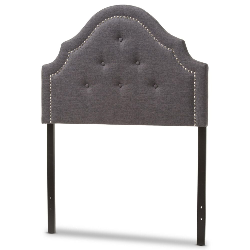 Baxton Studio Cora Twin Upholstered Panel Headboard in Dark Grey, , large
