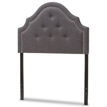 Baxton Studio Cora Twin Upholstered Panel Headboard in Dark Grey, , large