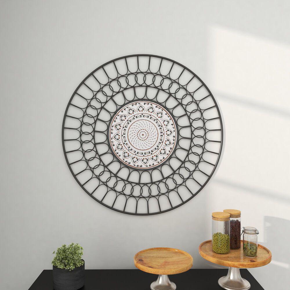 Maple and Jade 32&quot; x 32&quot; Farmhouse Wall Decor in Black and White, , large