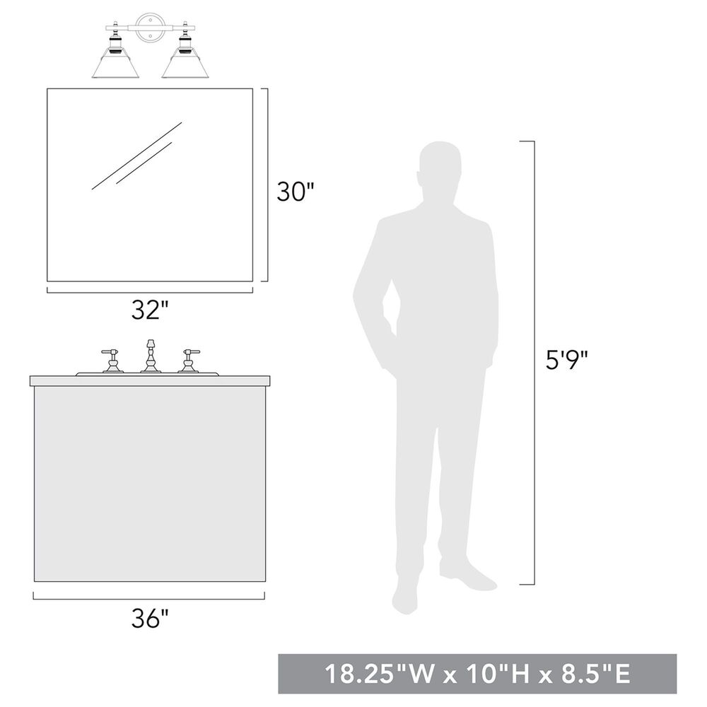 Golden Lighting Orwell 2-Light Bath Vanity with Dusky Blue Shade in Pewter, , large
