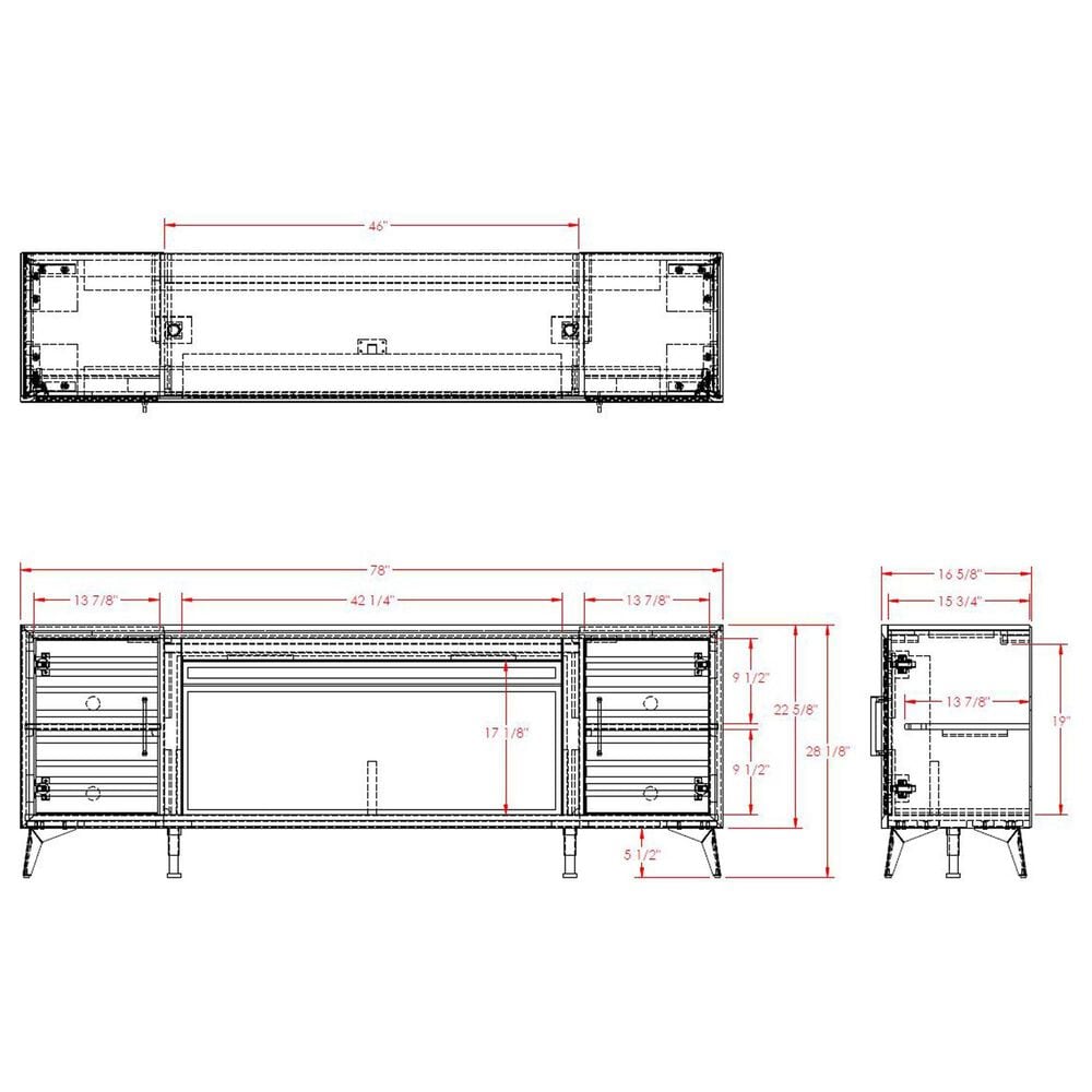 Legends Home Malibu 78" Fireplace Console in Lolla Rosa, , large