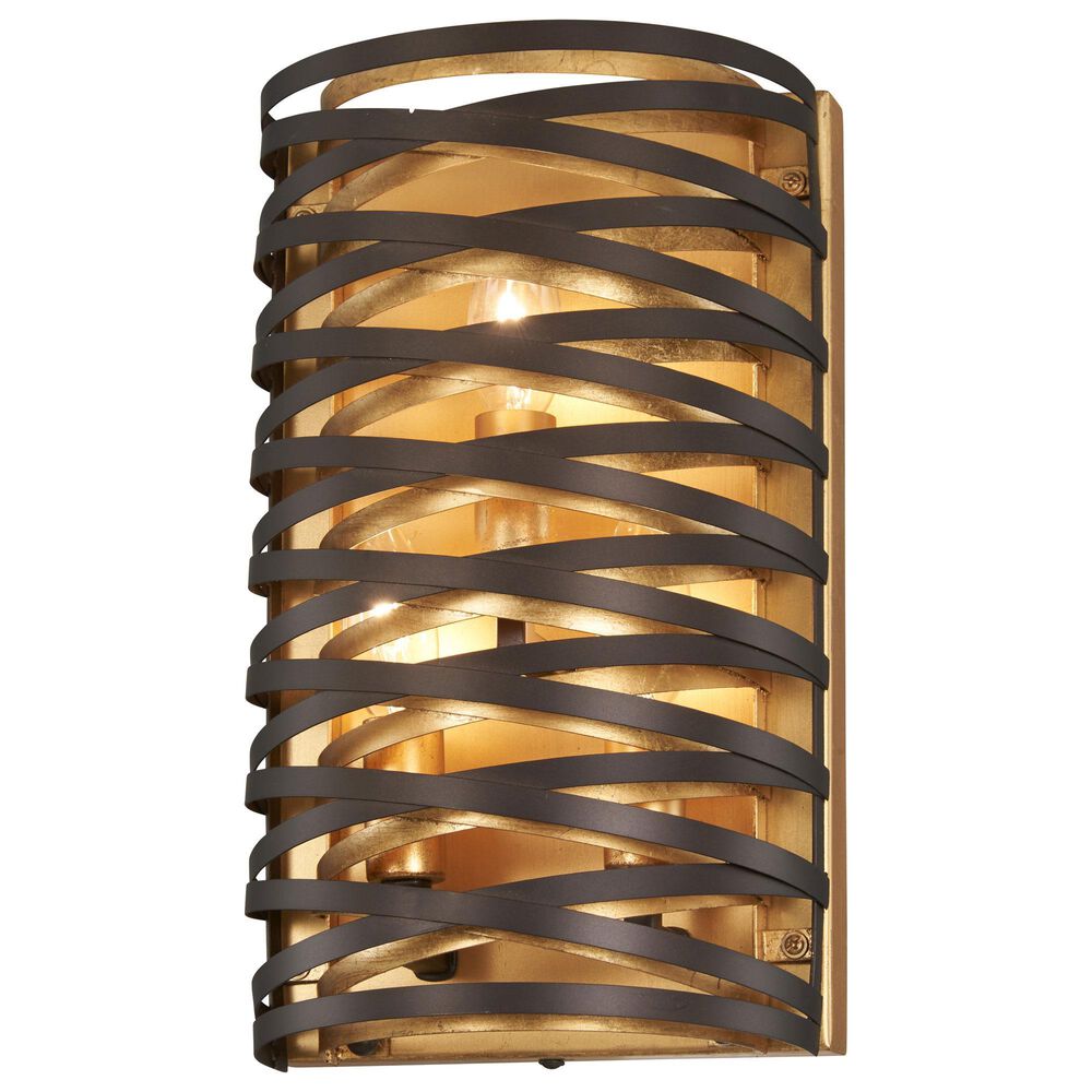 Minka-Lavery Vortic Flow 3-Light Wall Sconce in Dark Bronze and Mosaic Gold, , large
