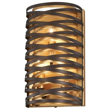 Minka-Lavery Vortic Flow 3-Light Wall Sconce in Dark Bronze and Mosaic Gold, , large