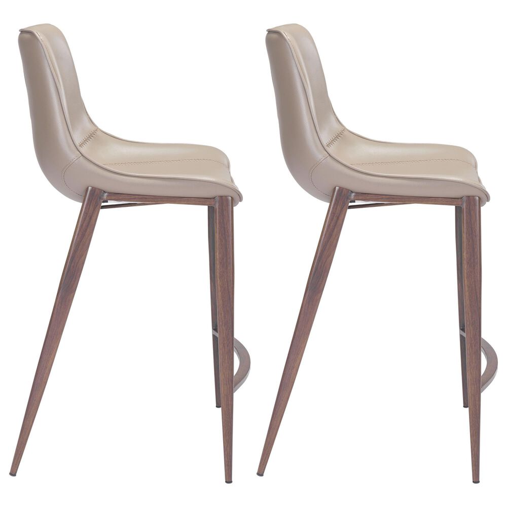 Zuo Modern Magnus Counter Chair in Gray/Dark Brown &#40;Set of 2&#41;, , large