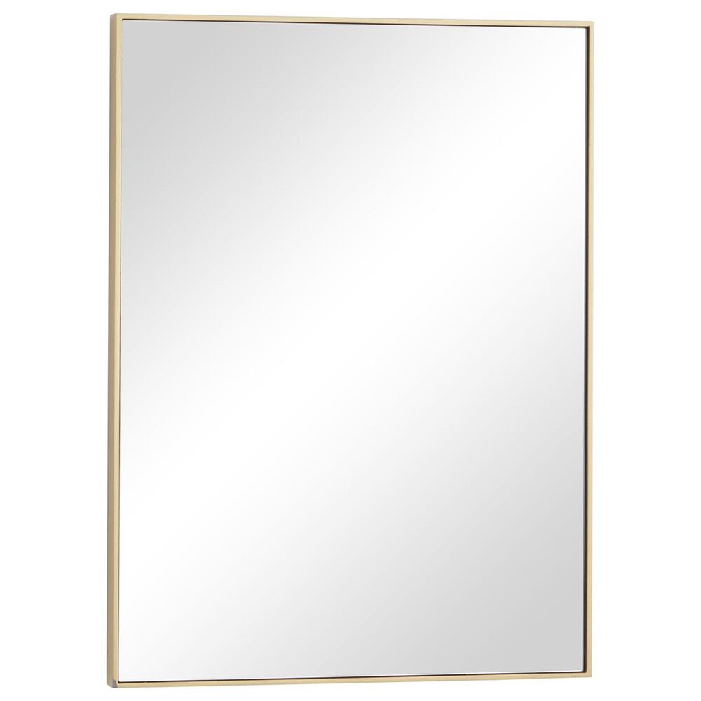 Maple and Jade 24&quot; x 18&quot; Rectangular Wood Wall Mirror with Thin Minimalistic Frame in Matte Gold, , large