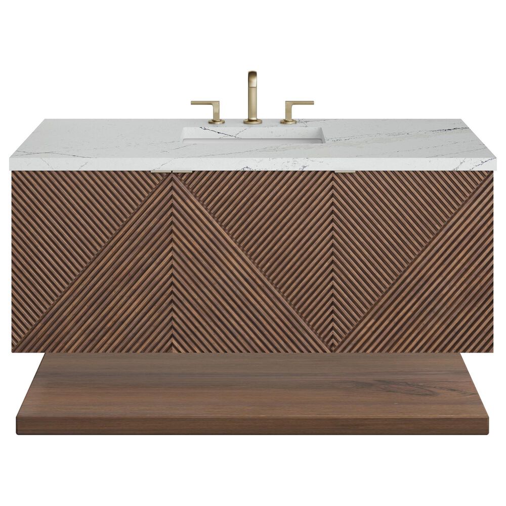 James Martin Vanities Marcello 48&quot; Single Bathroom Vanity in Chestnut with 3 cm Ethereal Noctis Quartz Top and Rectangular Sink, , large