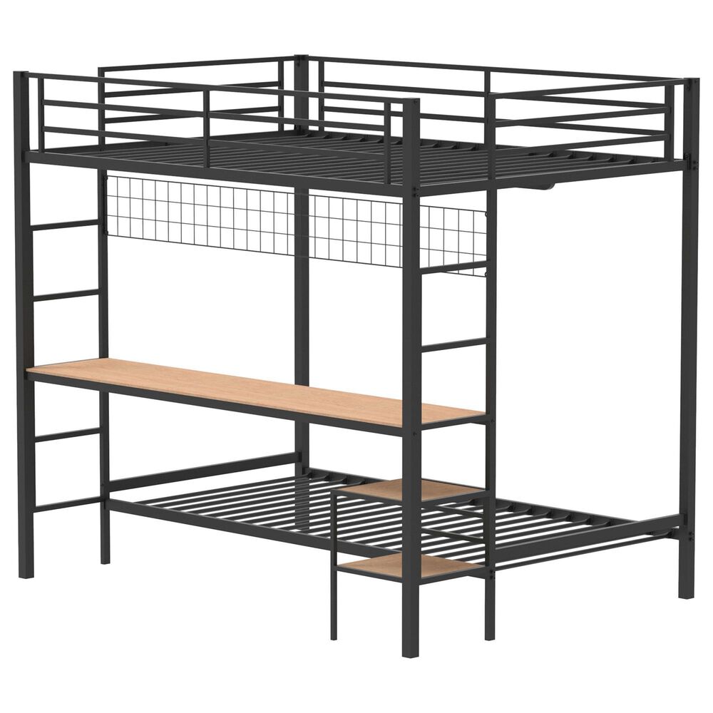 Pacific Landing Bettoni Full Over Twin Bunk Bed in Matte Black, , large