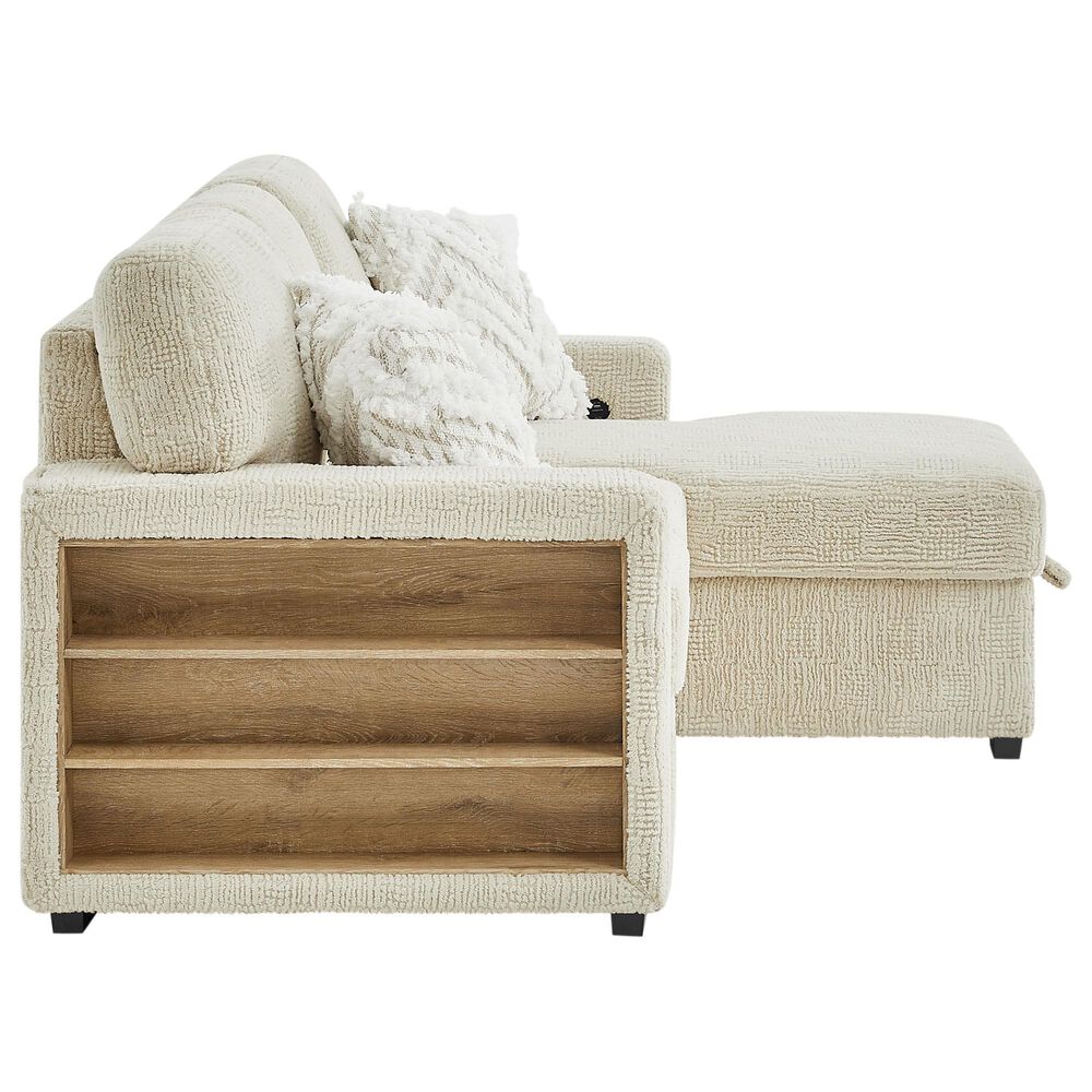 Modern Market Stationary Right Facing Sofa Bed with Bluetooth Speaker in Ivory, , large