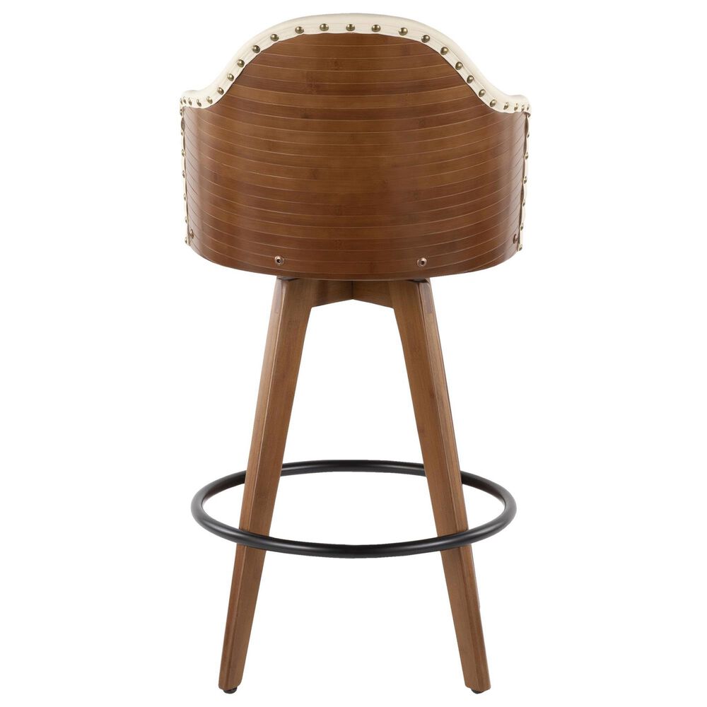 Lumisource Ahoy Swivel Counter Stool with Cream Cushion in Walnut and Black, , large