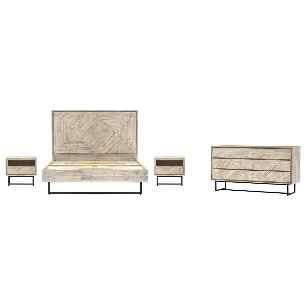 Blue River Peridot 4-Piece Queen Bed Set in Natural Acacia, , large