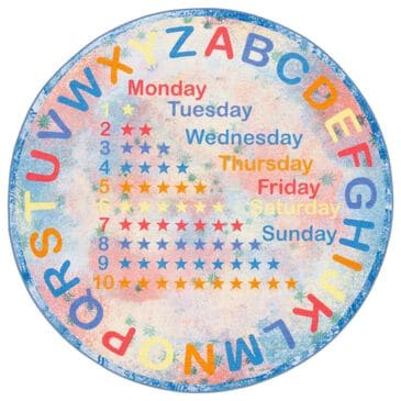 Safavieh Kids Playhouse 5" Round Blue and Orange Rug, , large