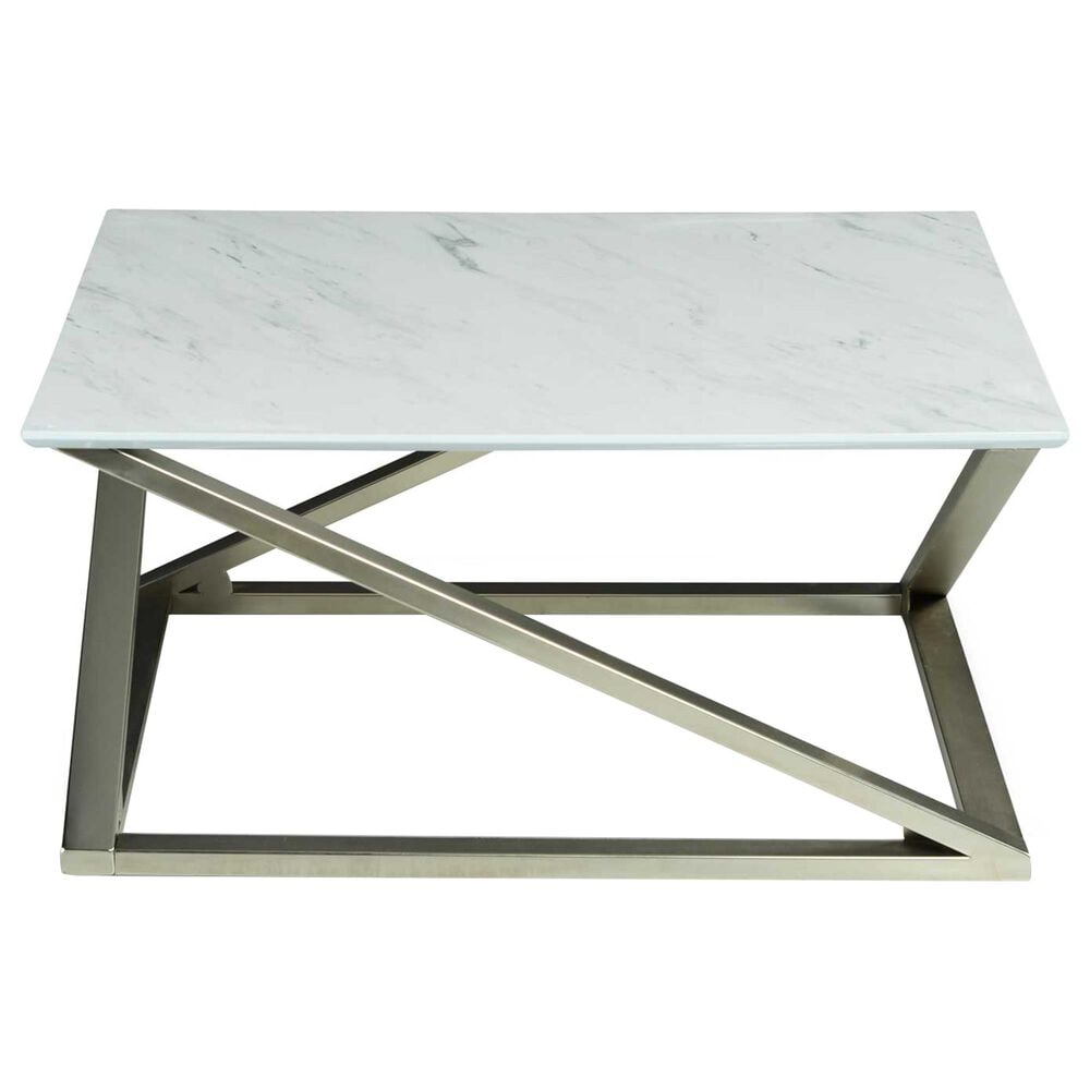 Steve Silver Zurich Cocktail Table in White and Pewter, , large