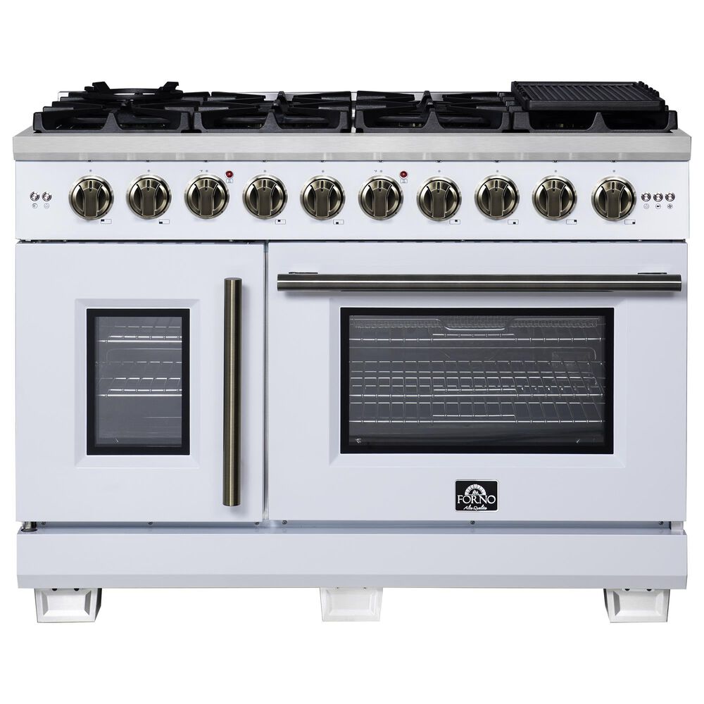 Forno Capriasca 48" Freestanding French Door Gas Range in White, , large