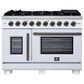 Forno Capriasca 48" Freestanding French Door Gas Range in White, , large