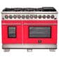 Forno Capriasca 48" Freestanding Dual Fuel Range in Red and Stainless Steel, , large