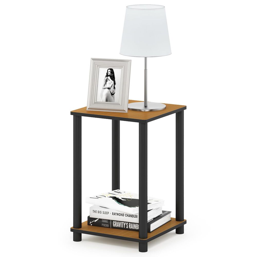 HOMLUX 2-Tier Turn-N-Tube End Table in Light Cherry and Black, , large