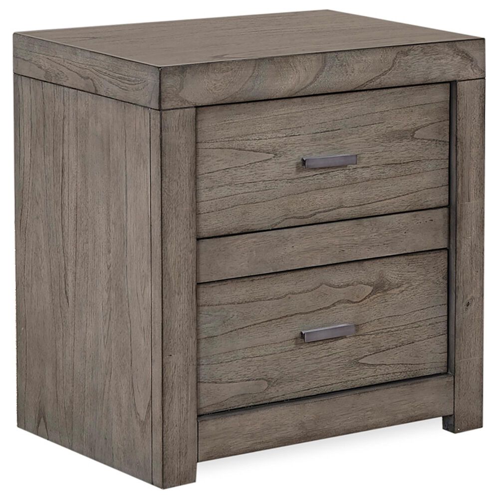 Riva Ridge Modern Loft 2 Drawer Nightstand in Greystone, , large