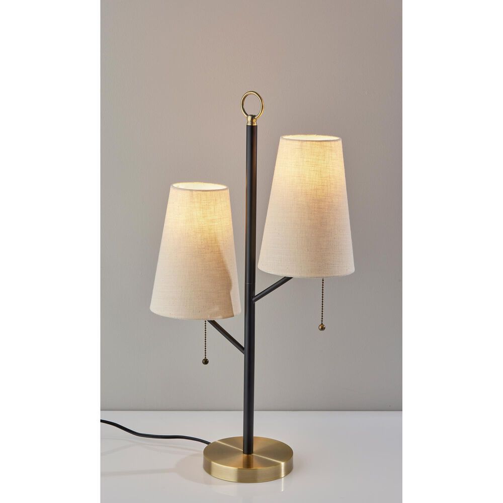 Adesso Daniel Table Lamp in Black and Antique Brass, , large