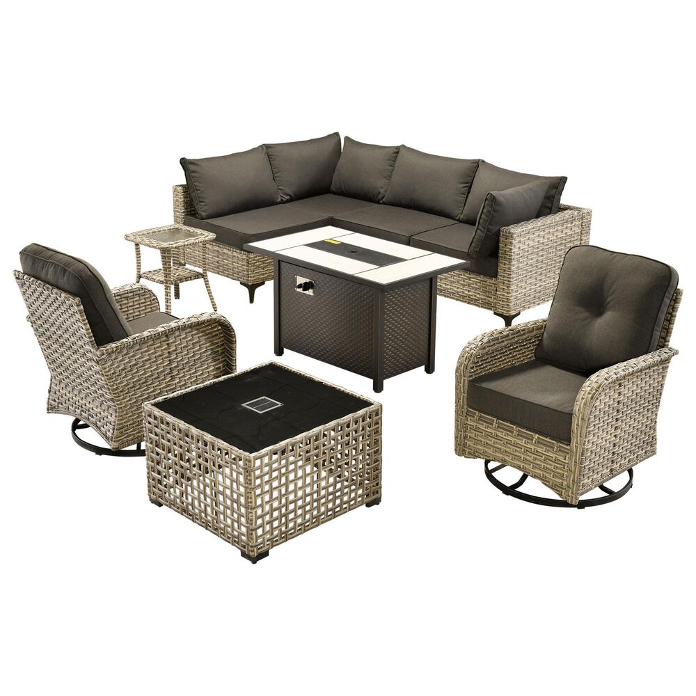 HOMLUX 9-Piece Patio Conversation Set in Black, , large