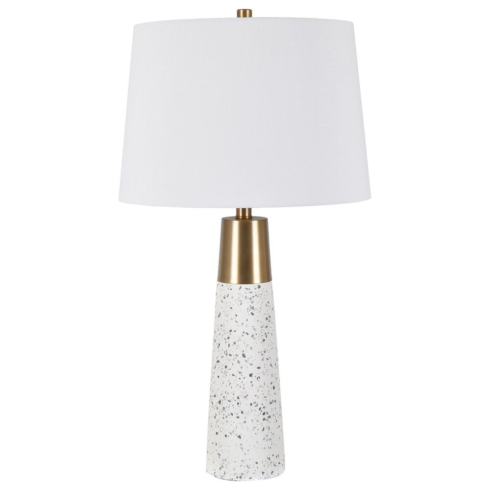 Crestview Collection Claire Stone Table Lamp in Gold and White, , large